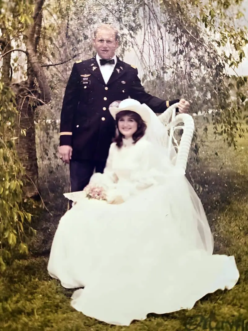 LT Max Haston and Anne Brooks, Outdoor wedding at Brooks Farm, 1981