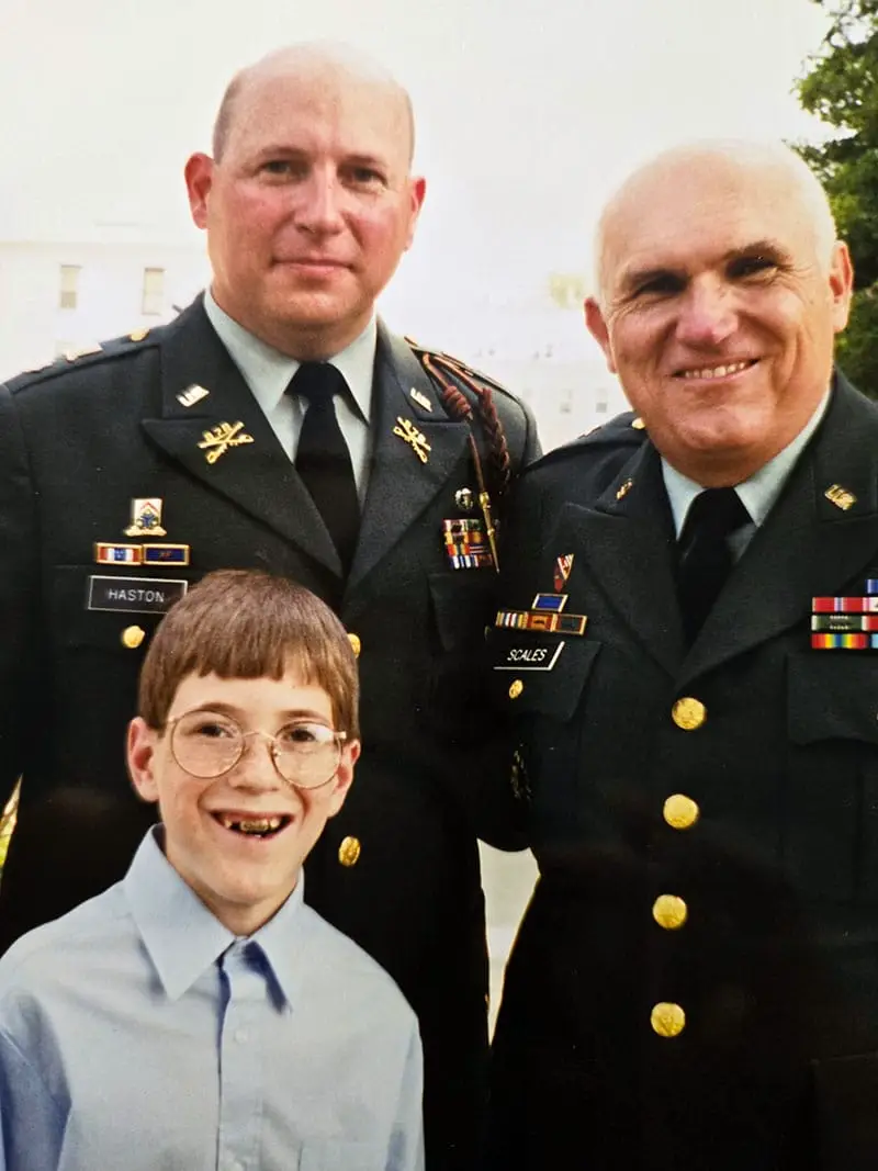 LTC Max Haston, with son Travis and MG Scales, Army War College, Carlisle Barracks, PA, 1999 (AWC Class of 2000)